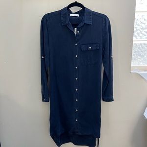NWT Mango Button Down Navy Dress